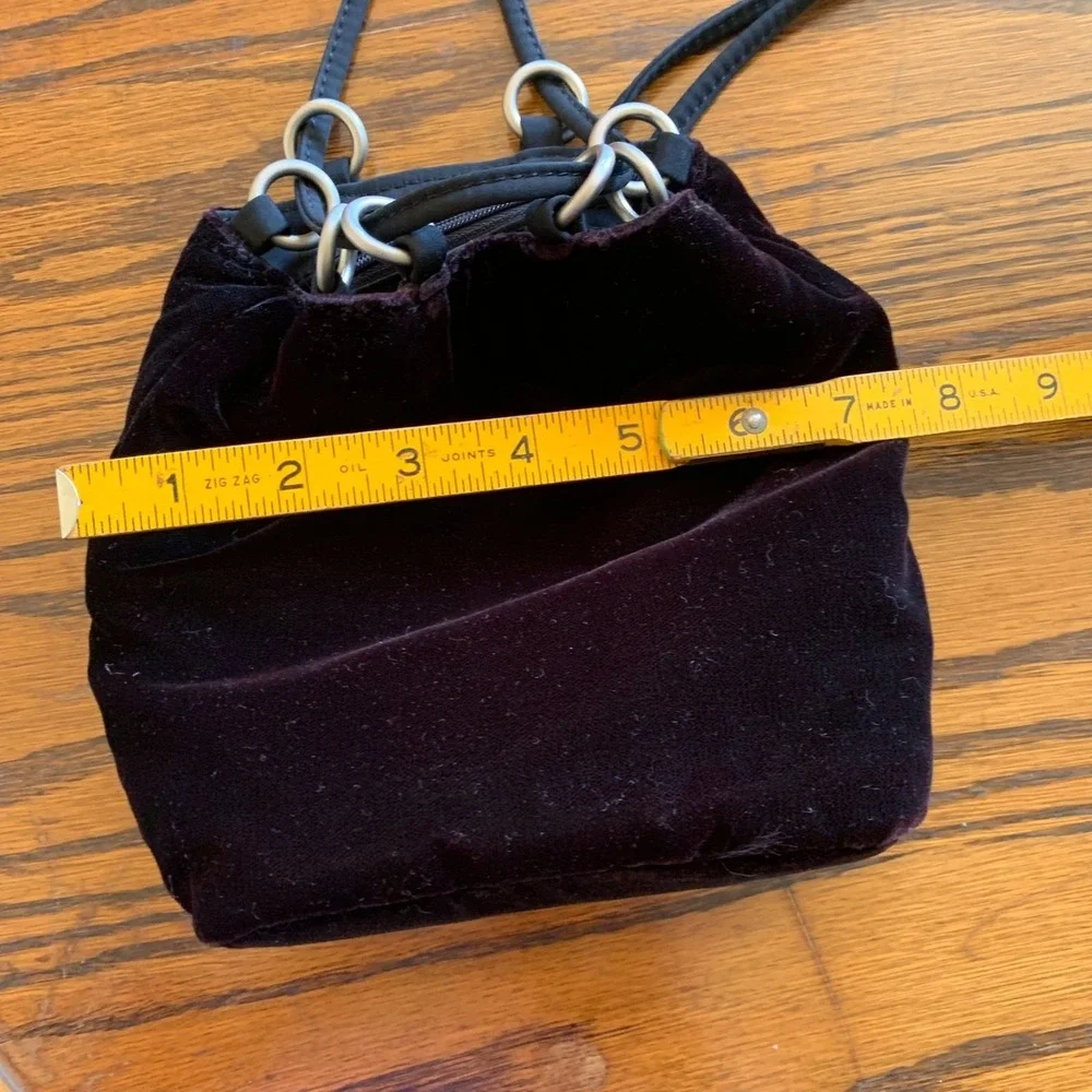 Nine West Velvet Drawstring Mini Backpack Purse‎ Black Whimsigoth Y2K Goth